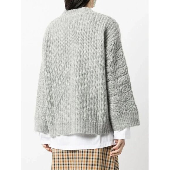 b+ab Women's Size Small Gray Layered Knit Jumper V-Neck Pullover Sweater $395 - Picture 4 of 11